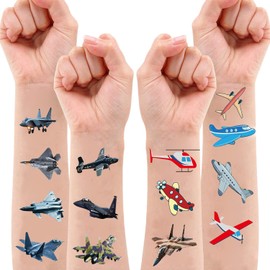Anprola Fighter Jet Temporary Tattoos Stickers for Kids 20Sheet Military Air Force Airplane Party Favors Decoration Supplies Army Themed for Girls Boys Classroom School Gifts Prizes Rewards