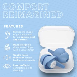 EarPeace Sleeping Ear Plugs, Pack of 6, Includes Case, Standard Size (Light Sound Insulation, Sound Reduction Value of 24 dB)