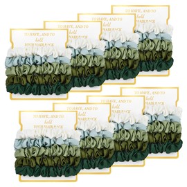 8 Pack Bridesmaid Gifts Satin Bridesmaid Scrunchies Soft Hair Ties Bachelorette Party Favors Hair Accessories for Women Bridesmaid Proposal Gift (Gradient Green)