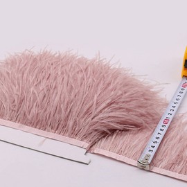 FQTANJU 2 Yards Soft & Natural Ostrich Feathers Fringe Trims Ribbon Used for Dress, Sewing, Craft Clothing, Lighting Decoration, Clothing DIY, etc. (Mistyrose)