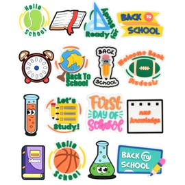 SAFITOYA Back to School Shoe Charms, PVC Decorative Accessories for Shoes and Wristbands, First Day School Party Supplies (16pcs back to school tool)