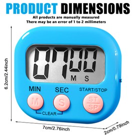Pack of 6 Digital Kitchen Timer Egg Timer, Digital Magnetic Stopwatch Kitchen Timer Loud Alarm Countdown Timer Kitchen with LCD Stand for Cooking Baking Students Children Sports Classroom Timer