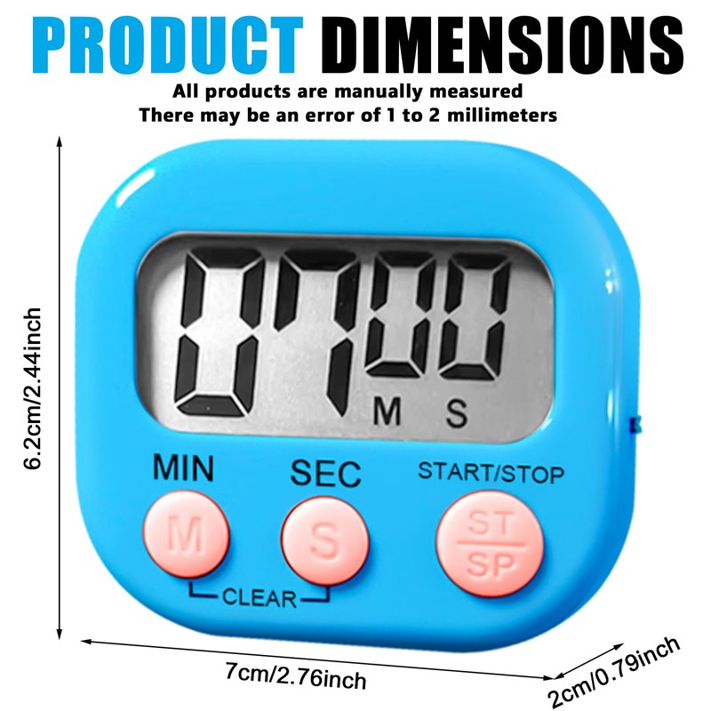 Pack of 6 Digital Kitchen Timer Egg Timer, Digital Magnetic
