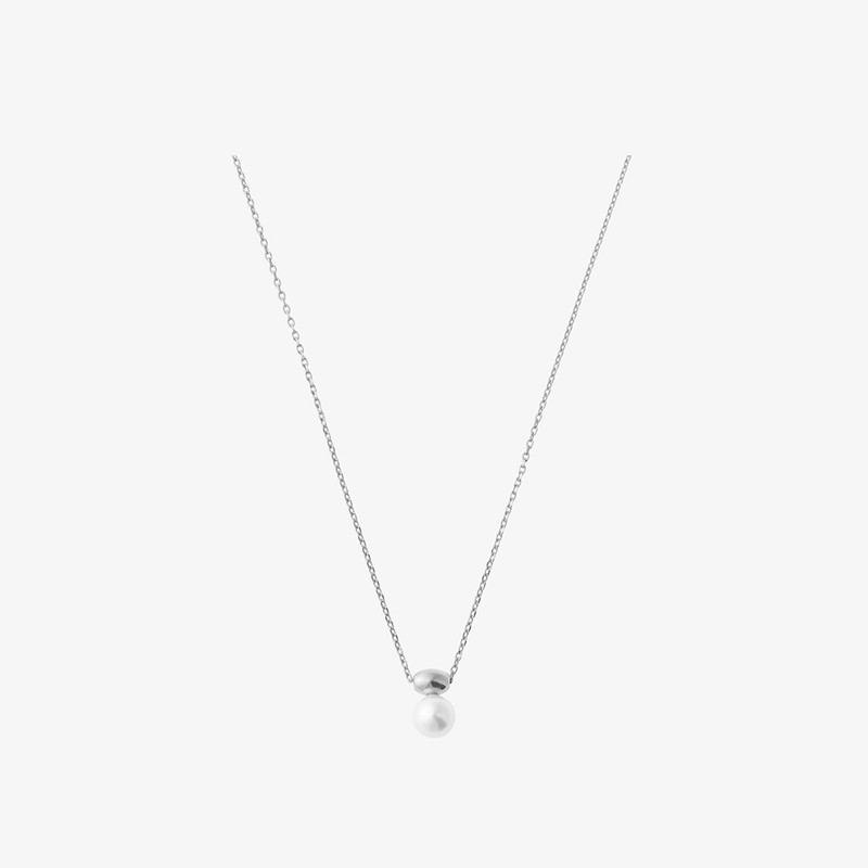 Gold&Deer 14KGP Mellow Pebble Pearl Necklace White Gold / 골드앤디어