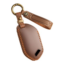 ontto Cowhide Car Key Cover fit for Kia Telluride 2023 2024 Sorento EV9 2024 2025 keyless go Key Holder Handmade Leather case Keyring Keychain Smart Shell Accessories Protector 6 Buttons Brown