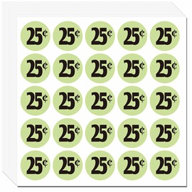 DUGUTUL 500pcs 25-Cent Price Stickers for Garage Sale and Yard Sale | 25 Cent Price Tags Labels | Super Bright & Jumbo 1" Diameter | Preprinted Price Labels | Garage Sale Stickers