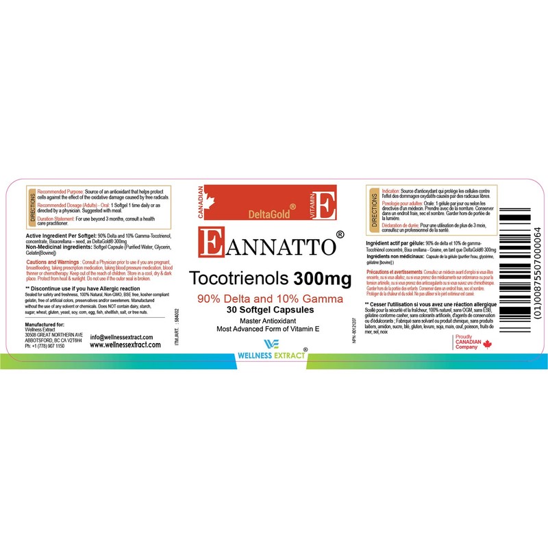 E Annatto Tocotrienols Deltagold 300mg Vitamin E Tocotrienols Supplements Softgel
