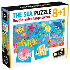 HEADU - Puzzle 8+1 The Sea - Large Double-Sided Pieces - Learning Puzzle for Children from 2 to 5 Years, Made in Italy | IT60964