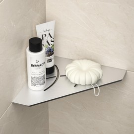 Bernkot 10" Corner Shower Shelves, 304 Stainless Steel Recessed Bathroom Shelf, Bathroom Shower Caddy Organizer Grout in 2-Tier Corner Shelves for Tiled Wall, 1 Pack, Silver