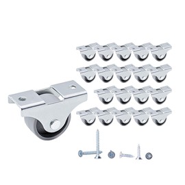 (Pack of 20) 25mm Small Plastic Wheels Fixed Disposable Castors with Mounting Plates Durable Non Swivel Furniture Wheels Screws Included (20)