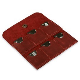 Leather SD Card Holder, SD Card Case, Micro SD Card Holder Organizer, SD Card Storage Case, Memory Card Case Cover, Travel Memory Card Case (Cognac)