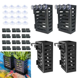 4 PCS Hanging Aquarium Planter Cups, Aquatic Plants Holder, Aquarium Planter Cup, Aquarium Decorations Plants Pot and Fish Tank Plants Pot for Live Aquarium Decor (Black-4 PCS)