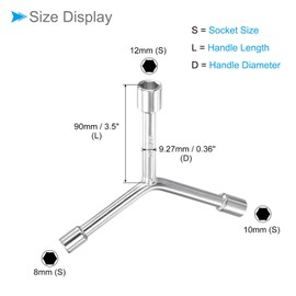 CoCud Y-Shape 3-Way Socket Wrench 8mm 10mm 12mm Length CR-V Y-Type Hex Spanner Repair Tool (Application: Bicycle Maintenance and Repair) 1 Piece