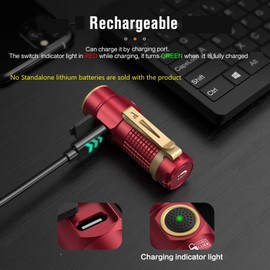 NICRON Mini Flashlight, 1200 lumens Rechargeable led flashlights high lumens with Clip on Flashlight, Tactical flashlights with Magnet, Waterproof EDC Flashlight for Emergencies Camping Outdoor (Red)