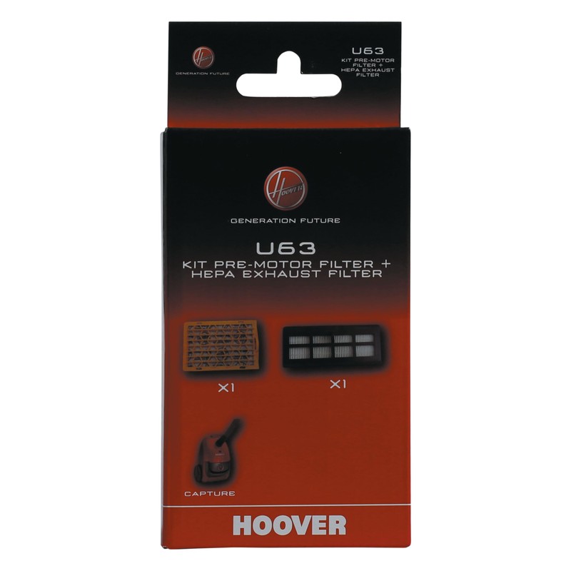 U63 1 PRE MOTOR FILTER & 1 EXHAUST HEPA FILTER
