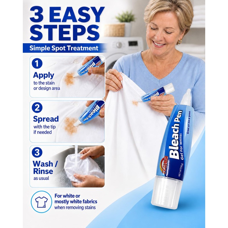 LSAVRUA Bleach Pen for Clothing, Bleach Gel Stain Remover Pen