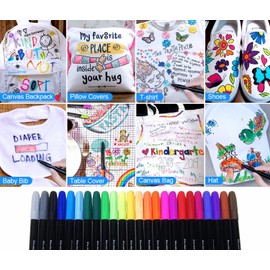 Textile Pens Machine Washable, Textile Markers Fabric Paints Washable Textile Markers Fabric Paint, Permanent Fabric Paints for T-Shirt Bib Jute Bag Fabric Bag Baby Shower Children's Birthday Crafts