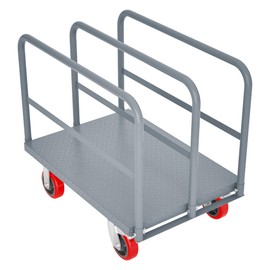 Steel Panel Truck, Heavy Duty Drywall Lumber Cart Platform Truck Flat Cart, 2000lbs Hand Truck Push Cart Dolly with 6" Swivel Brake Casters and 3 Side Handrails(36" x 24")