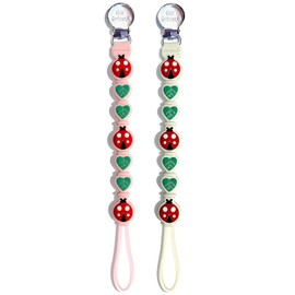 BIGSPINACH - Paquete de 2 clips de silicona para chupete para bebés y niños, correa de una pieza de grado alimenticio con cordón y clip de acero inoxidable, soporte para mordedor para bebé, bonito