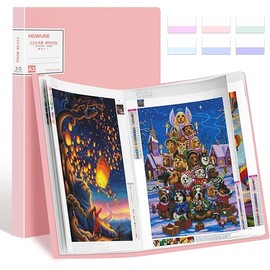 A3 Diamond Painting Storage Book, 60 Views Art Portfolio Presentations Folder with 30 Pages Protectors, 17.3x12.8in