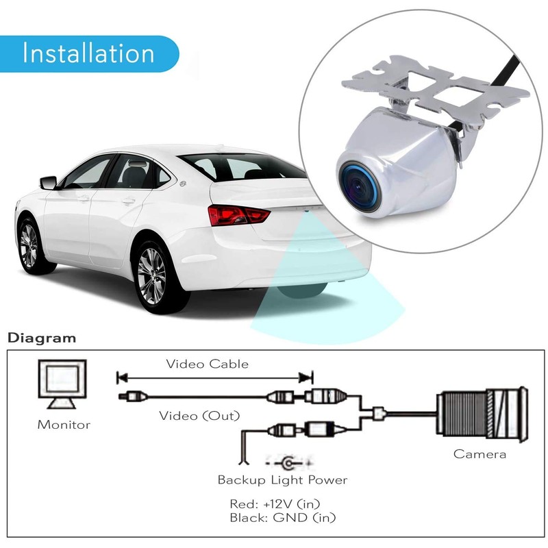 Pyle Car Rearview Backup Camera - Compact, Night Vision Illumination,