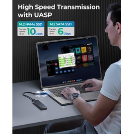 ORICO M.2 NVMe SATA SSD Enclosure Adapter, USB3.2 Gen2 10Gbps NVMe PCI-E 6Gbps NGFF SATA M-Key (B+M Key), Supports UASP Trim for M.2 SSD Size M and B&M Keys 2230/2242/2260/2280(up to 4TB) - M2PVM