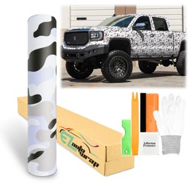 48"x60" (4FTx5FT) Camouflage Snow White Viny Wrap Sticker DIY Decal Car Auto Vehicel Motorcycle Air Release Bubble Free Self Adhesive Peel and Stick Free Tool Kit