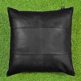 HideNgo Lambskin Leather Pillow Cover - Chair, Bed, Chaise Lounge, Sofa Cushion Case - Decorative Throw Pillow Covers for Living Room & Bedroom 16 x 16 Inches - Black Pack of 1
