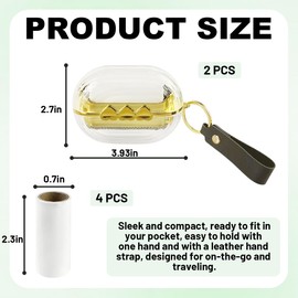 Esamploe Travel Portable Lint Roller Set,Pet Lint Roller Extra Sticky Comes with 4 Rolls of Replacement Rollers,Double-Sided Lint Remover for Garment Bag Dust Lint (Transparently)