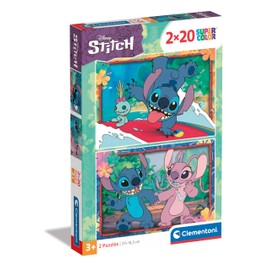 Clementoni Stitch Children's Puzzle 2 x 20 Pieces - Stitch Puzzle 27 x 19 cm for Children from 3 Years - Skill Game by Clementoni 24809