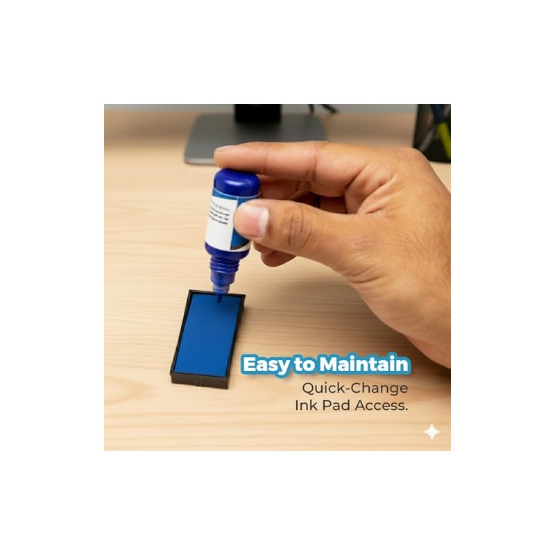 RECEIVED W/Fecha Line SELF-INKING Oficina Sello de hule, Azul