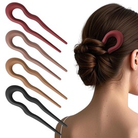 French Hair Pin Wavy Hair Pins for Women French Twist Hair Pin 4 Pcs U Shaped Hair Pins for Buns Cellulose Acetate French Pins for Thick Hair Updo Chignon Hair Fork