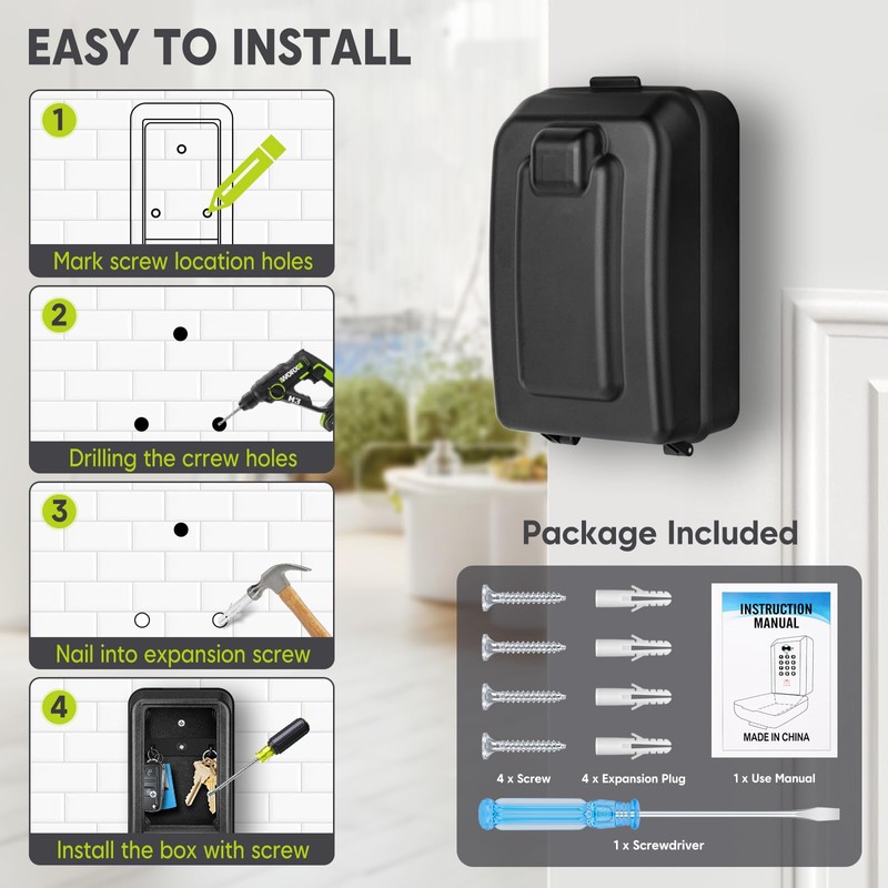 NEWIROVE Key Safe with Number Code Large Key Safe Outdoor