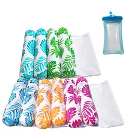 3/5 Pack Leaf Pattern Pool Hammock - Upgraded 4-in-1 Water Float (Hammock/Saddle/Lounge Chair/Drifter) with Free Waterproof Phone Pouch - Non-Stick PVC Pool Floats (Colorful:5 Pack)