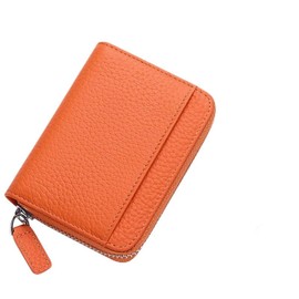Women's Mini Wallet, Coin Purse, Card Case, Key Case, Holds 12 Cards, Coin Through, Prevents Skimming, orange