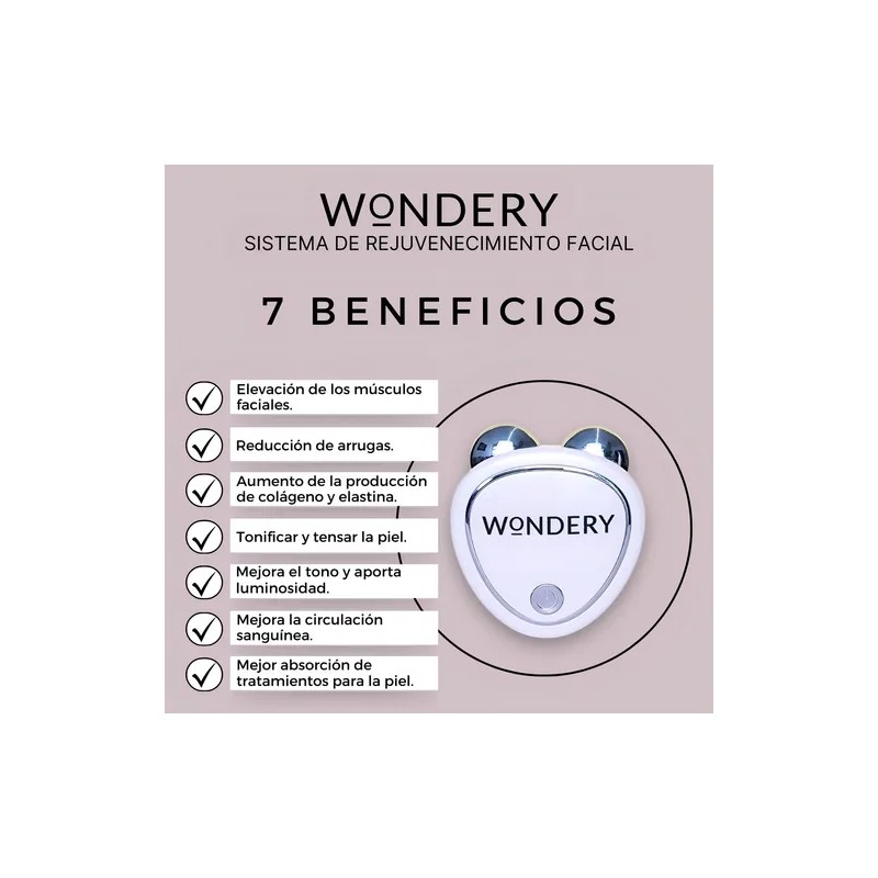 Wondery Dispositivo Rejuvenecedor Facial con Microcorriente + Gel Conductor 60