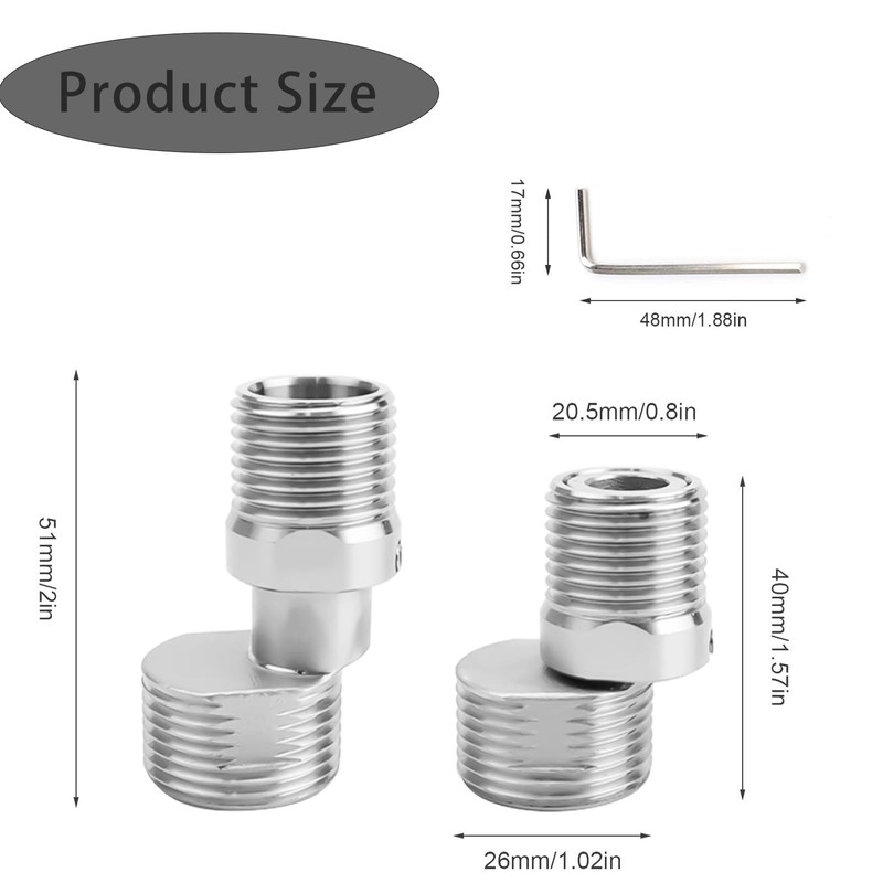 HERKINDNESS S Stainless Steel Connector, Pack of 2 Shower Tap