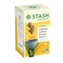 Stash Tea Organic Lemon Ginger Green Tea, Caffeinated, Non-GMO Project Verified, Serve Hot or Iced, 96 Tea Bags, 16 count (6 pack)