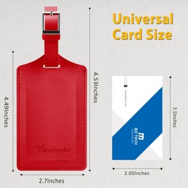 Travelambo 8 Pack Luggage Tags Faux Leather for Suitcases Travel Bag Labels with Protection Cover ID (Red Deep)