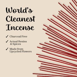 Sandal Rose Incense Sticks Natural - for Meditation Incense (40+ Sticks) Clean Charcoal Free Made from Upcycled Flowers | Sweet Woody Aroma Incense for Calming (Incienso De Rosas)
