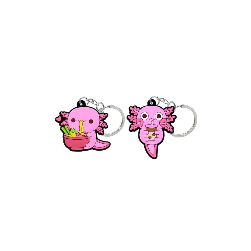 POYAMUSE Adorable Silicone Axolotl Keychain Set - Noodle Lover and