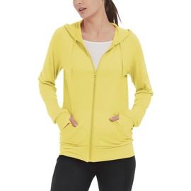 LETAOTAO Womens' Lightweight Zip Up Hoodies Stretch Thin Summer Jackets For Women Yellow