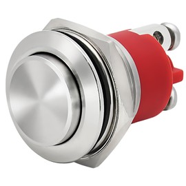 19mm Momentary Push Button Switch Waterproof IP68 5A Stainless Steel High Top 12V/24V/36V DC 120V 250VAC 1NO SPST Used on Car, Ships or at Sea