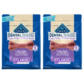 (2 Pack) Blue Buffalo Large Blue Bones Natural Dog Dental Chews, 27-Ounce each