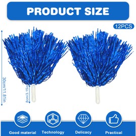 GBKDQQ 12 Stücke Cheerleading Pom Poms, Sport Pompons Cheers Ball Pompoms Cheerleader geeignet für Sportveranstaltungen, Ballspiele, Tänze, Karnevalspartys Verwendet, Blau
