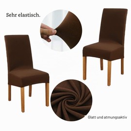 Leeyunbee Set of 6 Stretch Chair Covers, Stretchy Chair Covers, Dark Brown