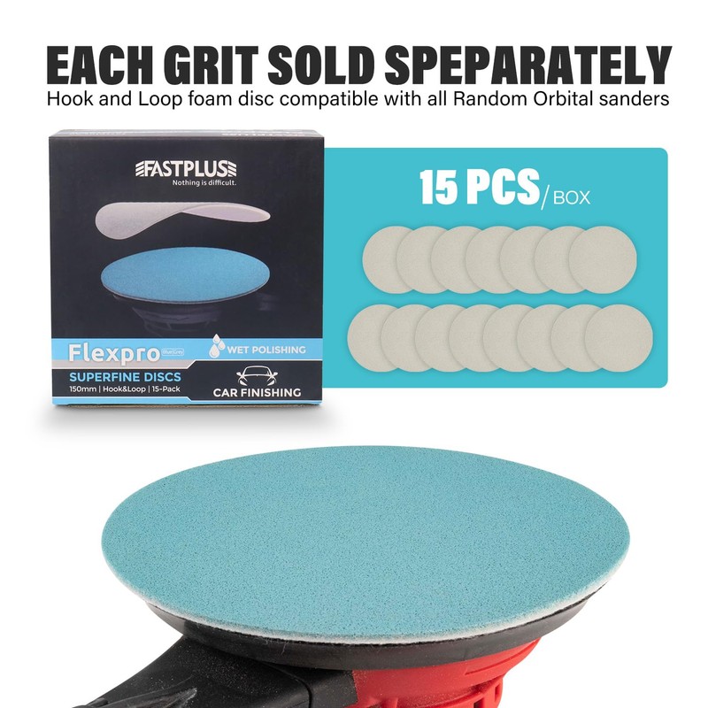 150mm Sanding Discs P5000 Fine Finishing Foam Discs, 15PCS Hook