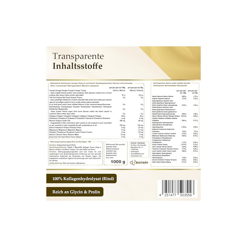Collagen Powder 1000 g 100% Pure Collagen Hydrolysate Peptides 1