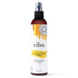 CIBU Curl + Coil Thermal Shine Spray | Dry Heat Protectant for Hair | Prevents Damage from Blow Drying, Flat Iron, and Curling Iron | 8 ounces