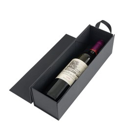 RYDDOY Wine Gift Box, 12.8x3.7x3.7 Inches Black Wine Bottle Boxes With Handle for Liquor and Champagne Magnetic Closure Collapsible Gift Box for Party, Wedding, Gift Wrap, Storage